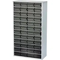 Raaco ESD 1248-01 ESD-stålmagasin (L x B x H) 306 x 150 x 552 mm Antal fack: 48 inkl. jordningskabel Innehåll 1 st