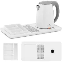 Royal Catering Professionell hotell-vattenkokare - Vit- 1,2 L - 1800 W – Med kaffe- och tebricka