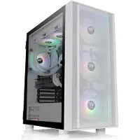 Thermaltake CA-1T9-00M6WN-01 Midi-Tower Datorchassi Vit 3 Förinstallerade LED-fläktar, LCS Kompatibel, Sidofönster, Lämplig för DIY vattenkylning, Lämplig för