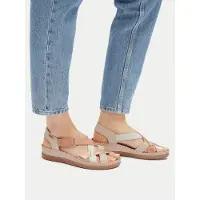 Pikolinos Sandal 'Cadaques' ljusbeige / konjak / guld