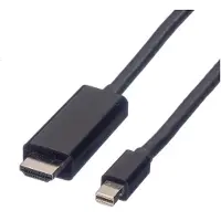 Value DisplayPort Anslutningskabel Mini DisplayPort-kontakt, HDMI-A-kontakt 1.00 m Svart 11.99.5795 Skärmad DisplayPort-kabel