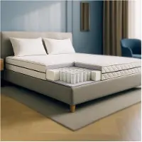 THE WHITE STONE Madrass med Pocketresår och Skum, 24 cm | och Hypoallergen 180 x 200 cm vit
