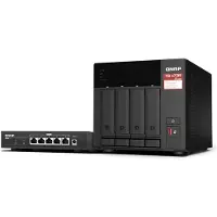 Qnap TS-473A - NAS-server - 4 fack - SATA 6Gb/s - RAID JBOD, 0, 1, 10, 5, 6 - RAM 8 GB - 2.5 Gigabit Ethernet - iSCSI support - med QSW-1105-5T-omkopplare