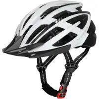 Wozinsky MTB-cykelhjälm med avtagbart visir och bakre USB-lampa M - Svart och vit