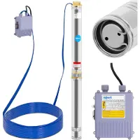 Hillvert Djupvattenpump - 95 mm / 3,75'' - 13 800 l/h - 2200 W - 20 m kabel / 76,4 m uppfordringshöjd - Rostfritt stål