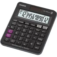 Casio MJ-120D Plus, Skrivbord, Grundläggande, 12 siffror, Batteri/solcell, Svart