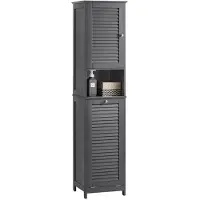 SoBuy Högt Badrumsskåp med Tvättkorg – Grå 40x170x38 cm