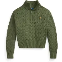 Ralph Lauren för kvinnor. 211963467508 Grön kabelstickad bomullströja (M), Casual