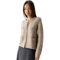 GOBI Cashmere Kofta 'Textured Knit Cashmere Jacket-Style Cardigan' beigemelerad