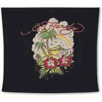 Ed Hardy Topp 'Paradise' mint / gran / rosa / svart