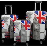 Borg Living Resväskset - 3 st. - Resväska med motiv - City of London - Hardcase lättvikt resväska med 4 hjul