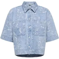 ONLY Blus 'ONLCleo-Aude' blå denim / vit
