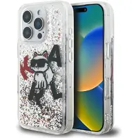 Karl Lagerfeld Liquid Glitter Choupette Logo-fodral för iPhone 16 Pro Max – genomskinligt
