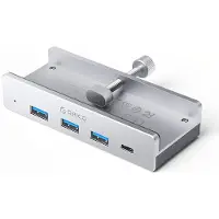 ORICO MH4PC Hub med klämfäste – USB-C / 3x USB-A 3.0 + 1x USB-C 3.0 – Silver