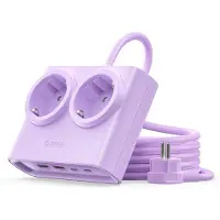 ORICO PDC25 25 W 6-i-1-grenuttag 2x växelström + 2x USB-A + 2x USB-C – Lila
