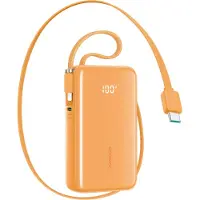 JOYROOM JR-PR2 35 W 10 000 mAh powerbank med inbyggda USB-C- och Lightning-kablar – orange
