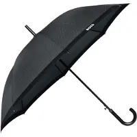 BOSS Dark-grey herringbone city umbrella with faux-leather handle