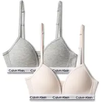 Calvin Klein 2 Pack Girls Triangle Bras Icon Cotton Stretch