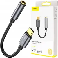 Baseus USB-C / 3.5mm Ljud Adapterkabel CAHUB-EZ0G - Mörkgrå
