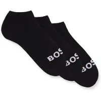 BOSS Three-pack of ankle-length socks with contrast logos