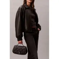 Calvin Klein Quilted Emblem Logo Chain Bag