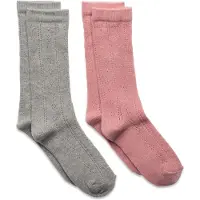 Minymo Strumpor - 2-pack - Grå/Rosa - - 19/22 - Strumpor