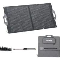 Vevor 100W hopfällbar solpanel, 24% högeffektiv bärbar monokristallin solpanelladdare med MC4-utgång, USB-A, typ-C och DC-portar, IP65 vattentät för kraftverk, camping, vandringsturer