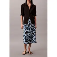 Calvin Klein Printed Satin Midi Skirt