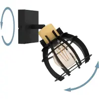 Eglo STILLINGTON 1 vägglampa E27 svart/natur FSC