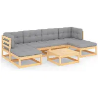 vidaXL Loungegrupp för trädgården med dynor 7 delar massiv furu