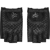Karl Lagerfeld Torgvantar ' K/Autograph Fingerlose Handschuhe mit Nieten ' svart