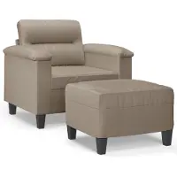 vidaXL Fåtölj med fotpall Taupe 60 cm mikrofibertyg