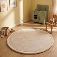 Little Olly Rund tvättbar lekmatta | Flo beige hos Volero | Ø 80cm | Polyester | Figurer/Karaktärer | Rund | Plattvävd