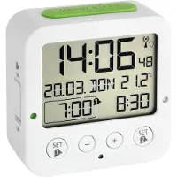 TFA-Dostmann 60.2528.02 DCF Väckarklocka Vit, Grön Larmtider 2