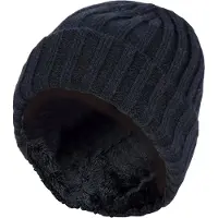 Heat Holder - Pojkar Every Day Casual Wear Ribbad Turnover Vintermössa för barn - Svart