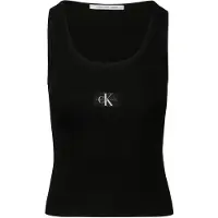 Calvin Klein Enfärgad Rund Hals Smal Passform Kort Söt Och Kryddig Stil Ärmlös Linne Dam Toppar Svart J20J222566-BEH XS