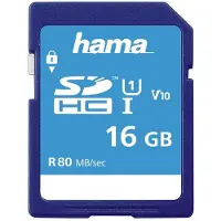Hama 00124134, 16 GB, SDHC, Klass 10, UHS-I, 80 MB/s, Class 1 (U1)