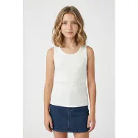 Name it Topp - Rib - NkfHeba - Bright White - - 7-8 år (122-128) - Linne