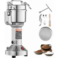 Vevor 750g elektrisk spannmålskvarn, höghastighets 2000W kommersiella kryddkvarnar, pulvermaskin i rostfritt stål, för torra spannmål, kryddor, spannmål, kaffe, majs, peppar, rak typ