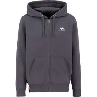 Alpha industries Sweatshirt 'Basic Zip' mörkgrå / vit