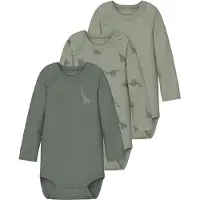 Name it Body l/ä - Noos - NbmBody - 3-pack - Agave Green - - 74 - Body L/Ä
