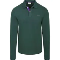 Gant Longsleeve Contrast Piqué Poloshirt Tartan Grön Mörkgrön Storlek