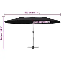 vidaXL Trädgårdsparasoll med aluminiumstång 460x270 cm svart