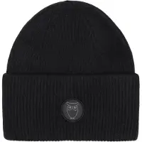 KnowledgeCotton Wool badge beanie Black Jet