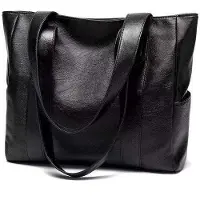 INF Chic Svart PU Läder Tote Bag - Mångsidig & Rymlig