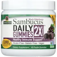 Natures Answer Nature's Answer, Black Elderberry Sambucus Daily Gummies, Double Strength, 3,200 mg, 45 Pectin Gummies