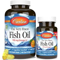 Carlson , Den Allra Finaste Fiskolja, Naturlig Apelsin, 700 mg, 150 Fria Myggbalar (350 mg per Myggbal)