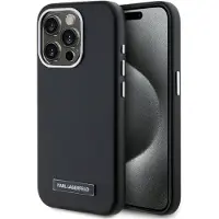 Karl Lagerfeld FW MagSafe iPhone 15 Pro-fodral med metallplatta - Svart