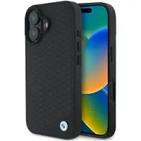 BMW BMHMP16S23RDDK iPhone 16 6.1" black/black hardcase Sign Leather Diamond Metal Logo MagSafe