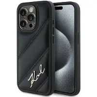 Karl Lagerfeld Diagonal Quilted Script-fodral för iPhone 14 Pro - svart